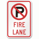 No Parking Fire Lane with Symbol Sign